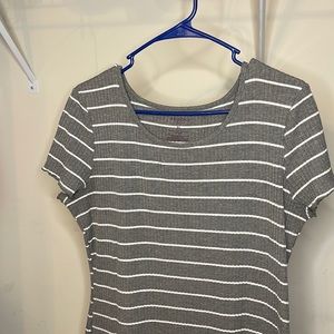 Grey and white striped dress